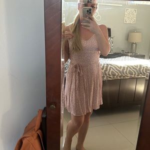 Soft pink white polka dot dress